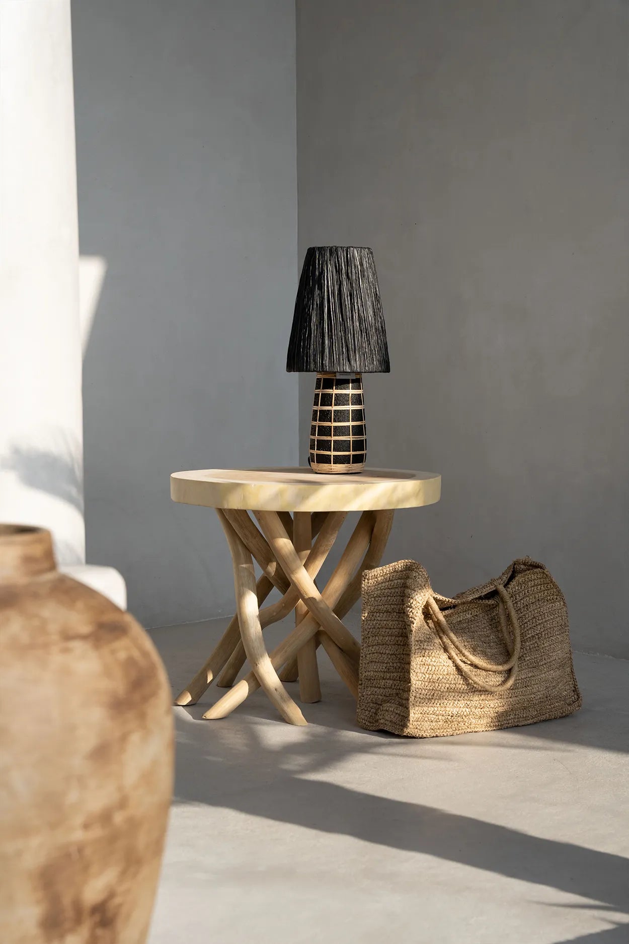 The Naxos Table Lamp - Black Natural - Remood furniture living