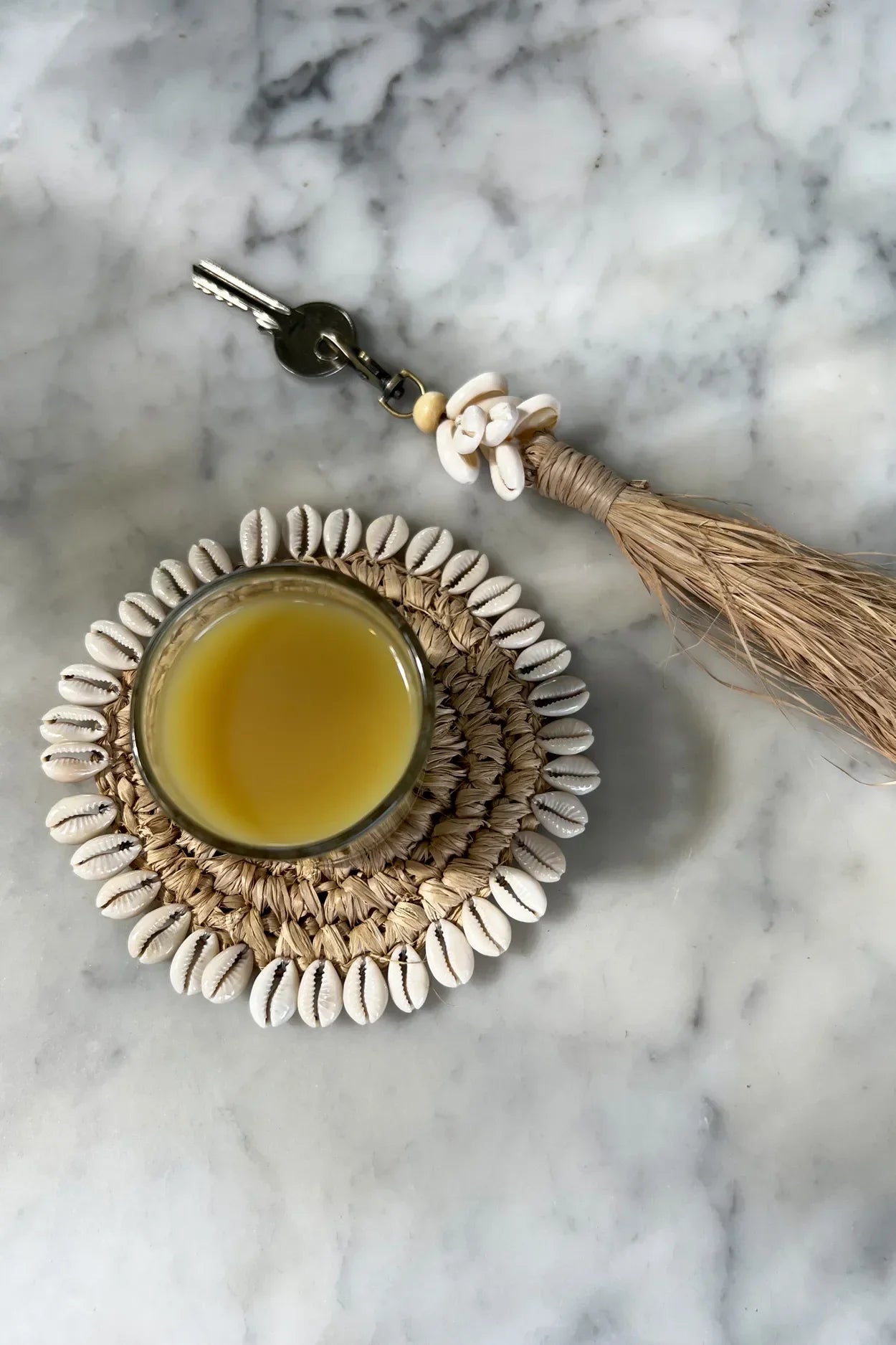 The Raffia Cowrie Shell Keychain - Remood furniture living