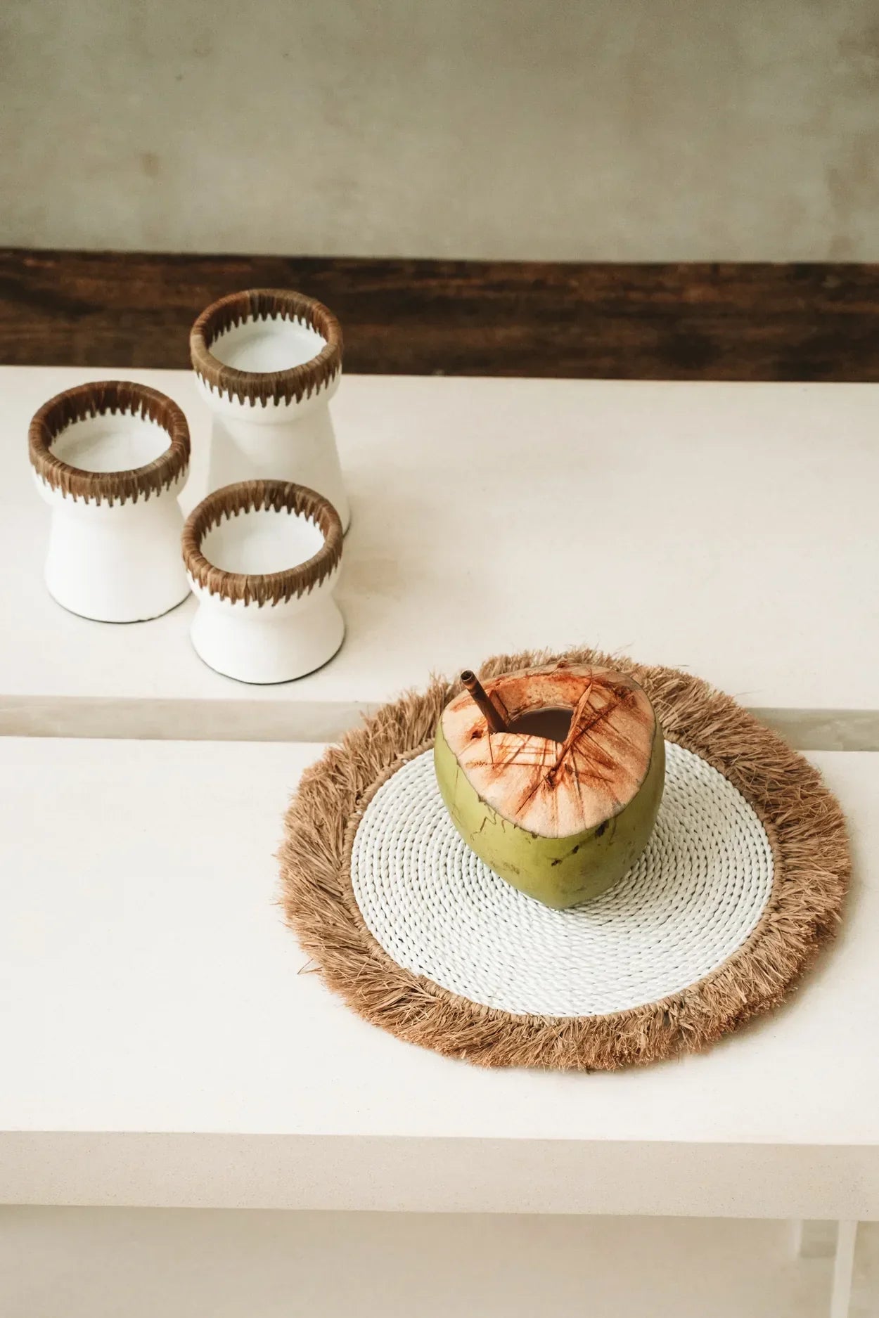 The Seagrass Raffia Placemat - White Natural - Remood furniture living