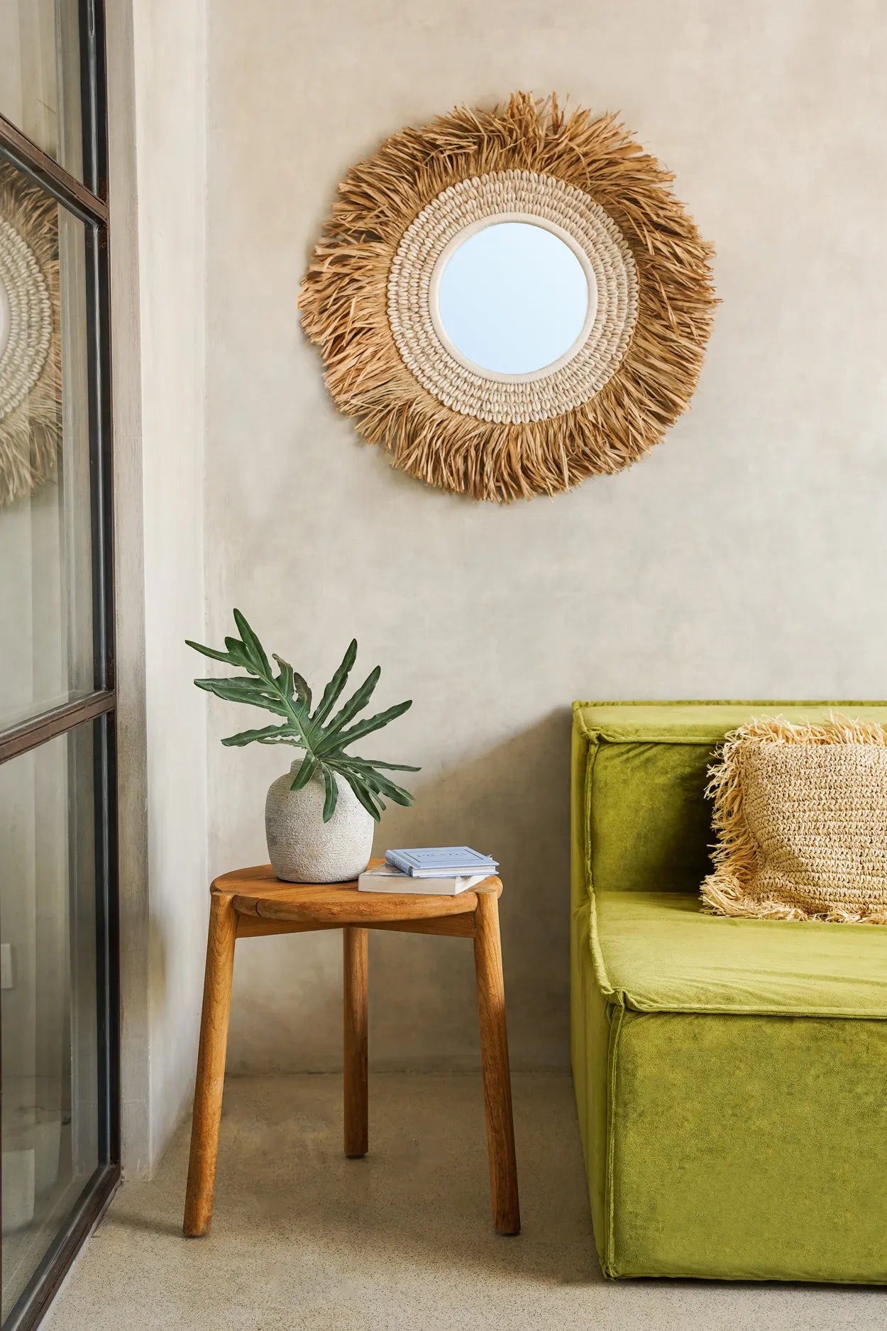The Raffia Cowrie Mirror - Natural White - Remood furniture living
