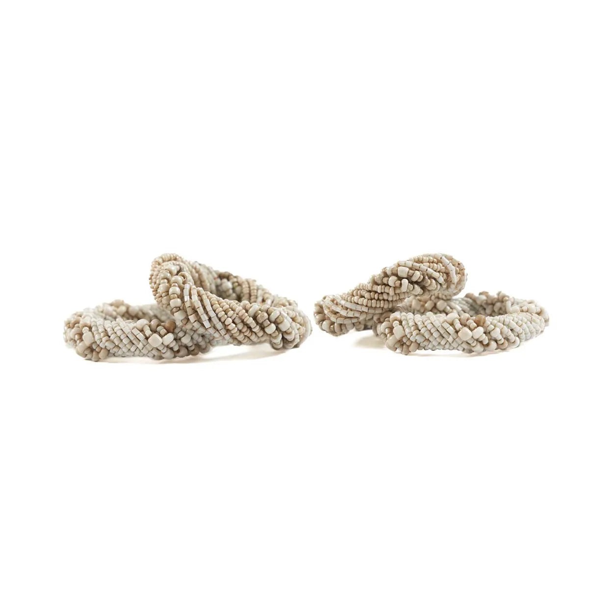 The Beaded Napkin Ring - White - Set of 4 - Remood furniture living