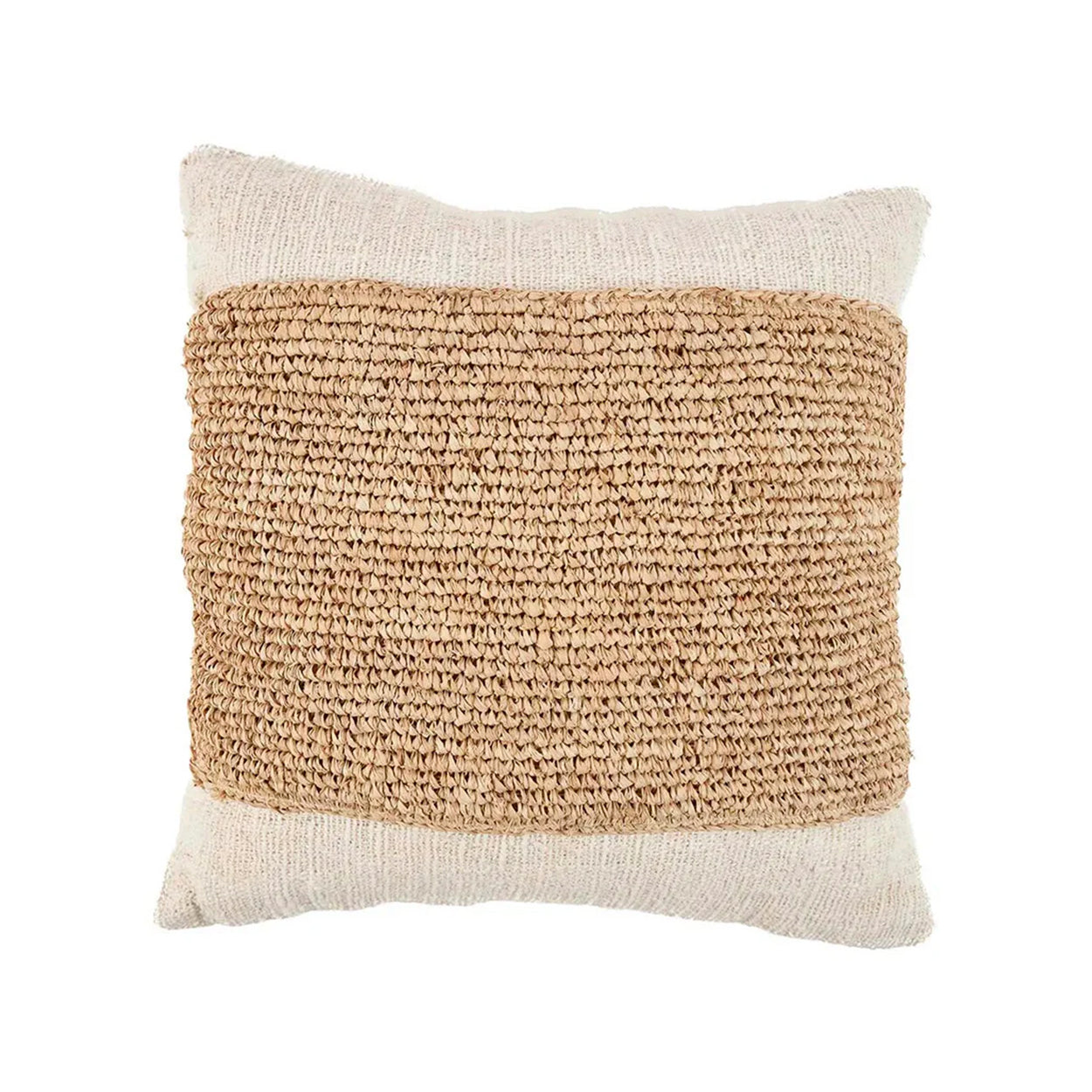 Housse de coussin en raphia naturel