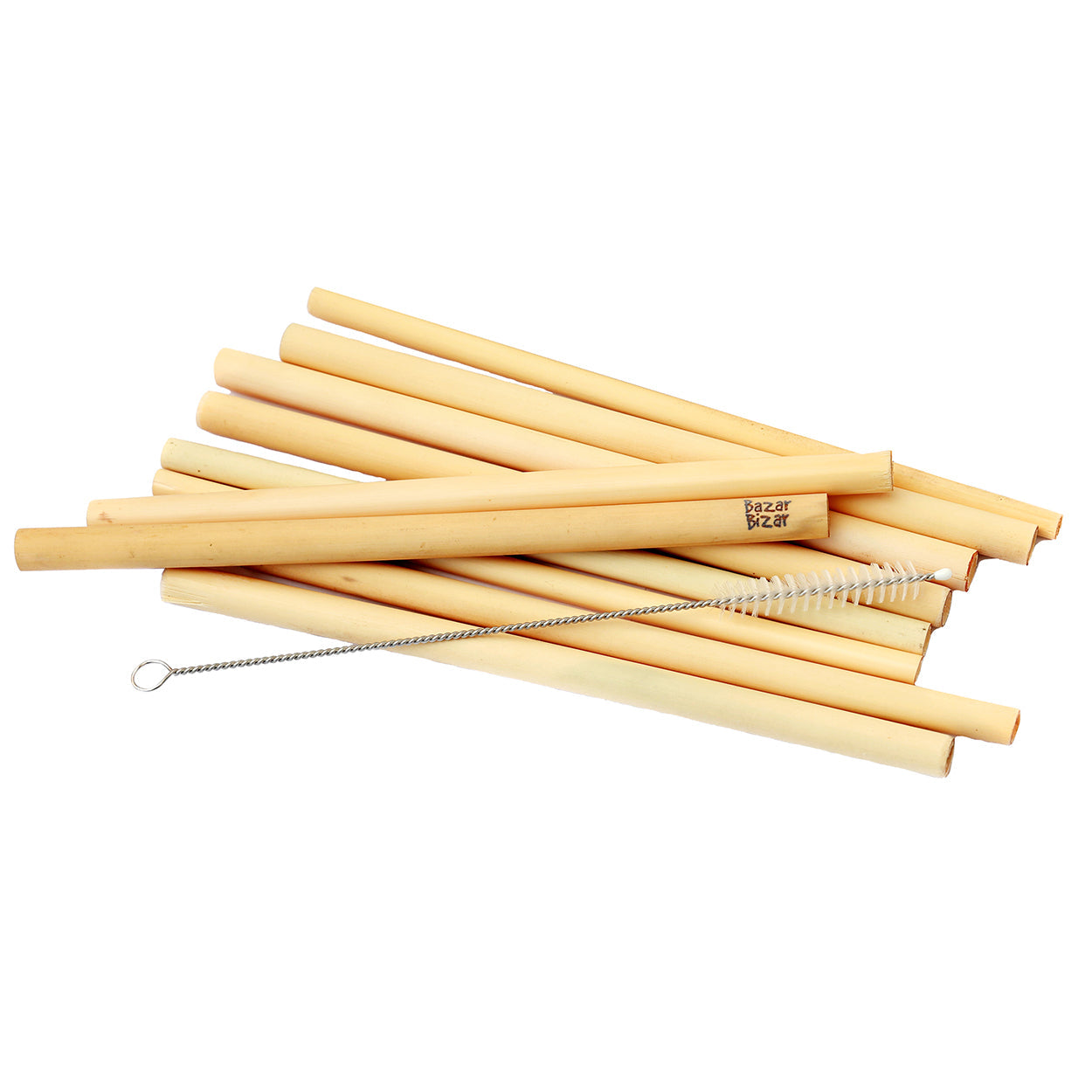 Pailles en bambou - Lot de 10 avec brosse de nettoyage