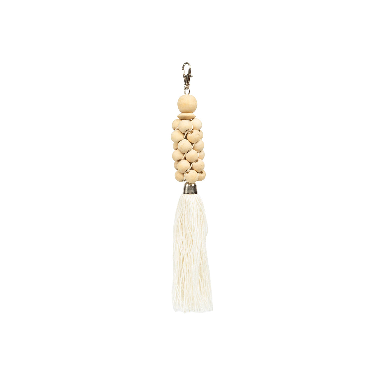 Porte-clés en perles de bois - Blanc naturel