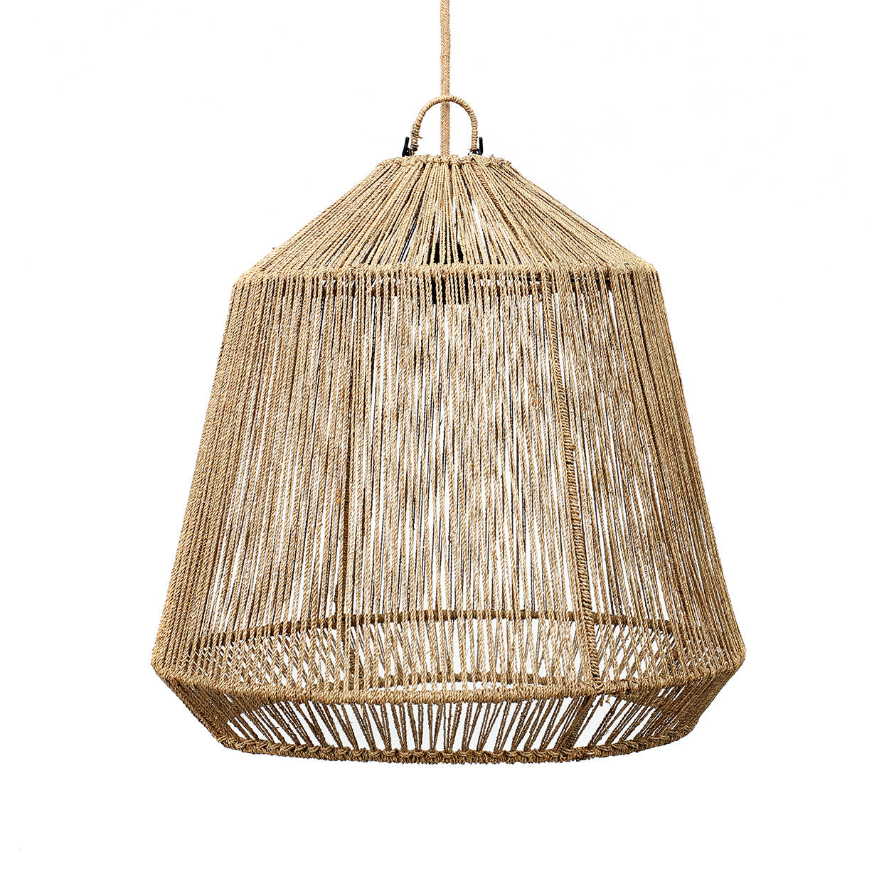 Lampada da soffitto Boho in tessuto naturale intrecciato a mano con pendente in erba marina conica, per camera da letto, soggiorno e patio