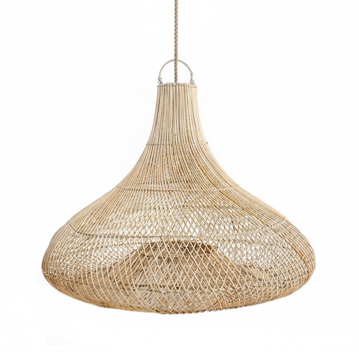 Lampada da soffitto a forma di campana naturale XL Shala Rattan Pendant Organic Floor Lamp Impressionante