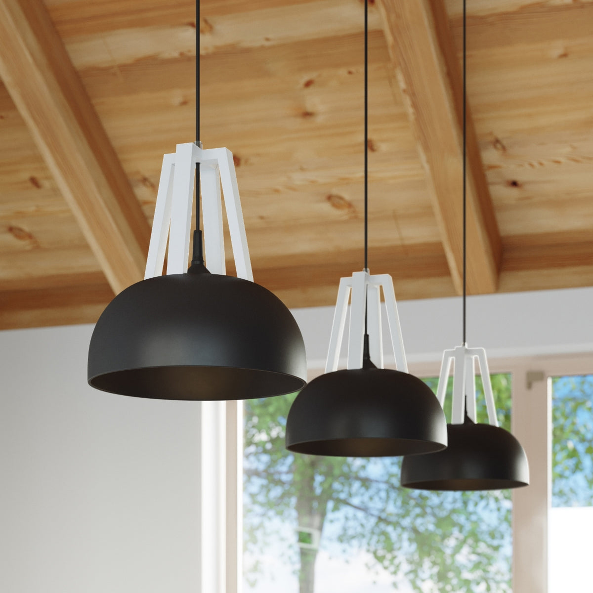 Pendant lamp CASCO black/white