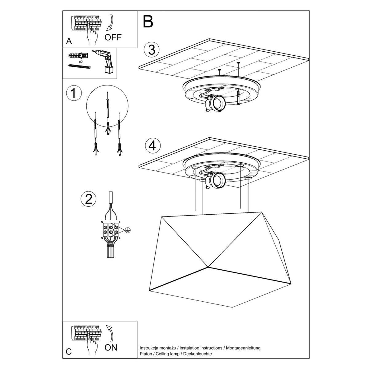 Ceiling lamp HEXA 25 silver