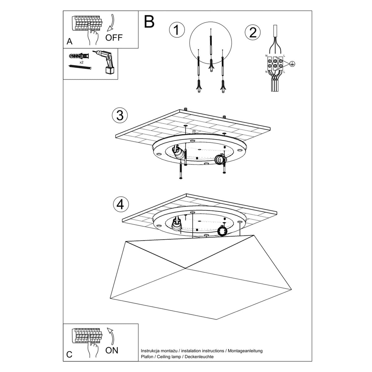 Ceiling lamp HEXA 35 silver