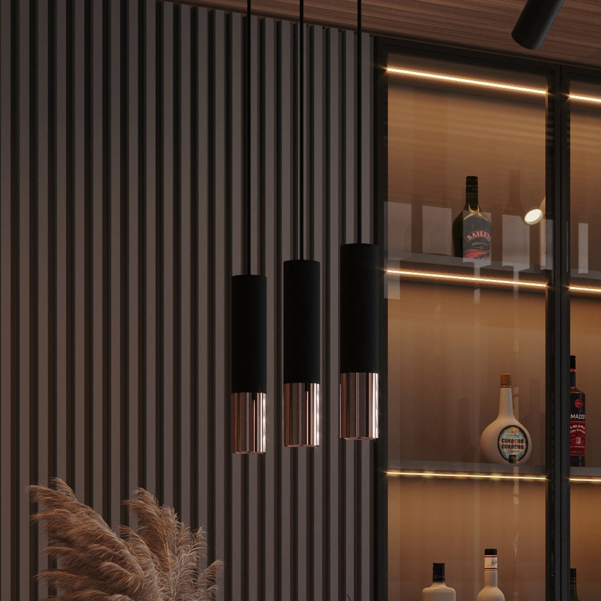 Pendant lamp LOOPEZ 1 black/copper