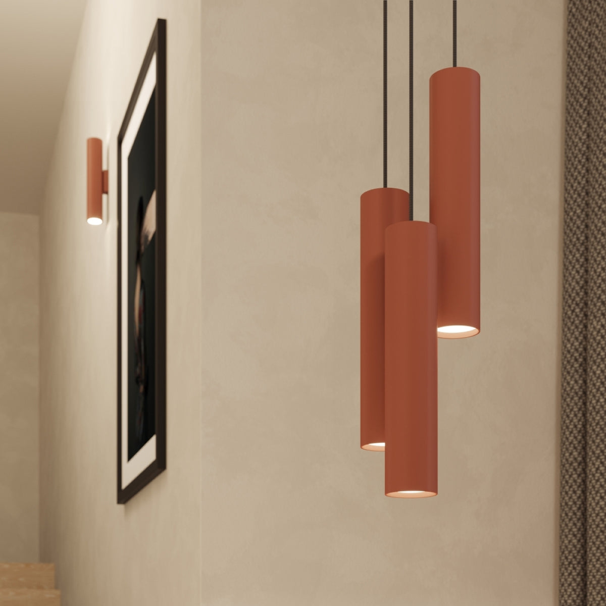Pendant lamp LAGOS 3L red ochre
