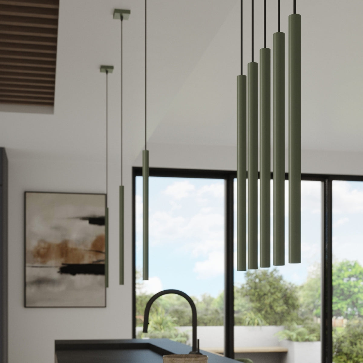 Pendant lamp PASTELO 1 olive green