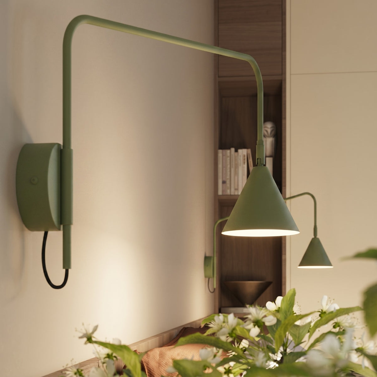 Wall lamp NOX 1 olive green with a switch