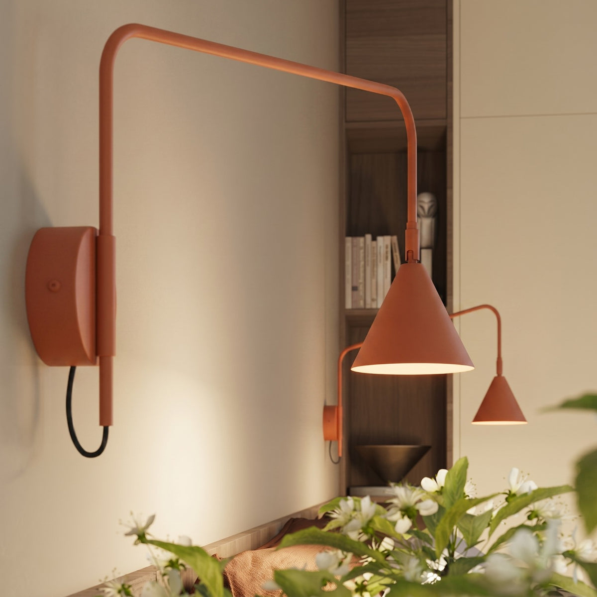 Wall lamp NOX 1 red ochre with a switch