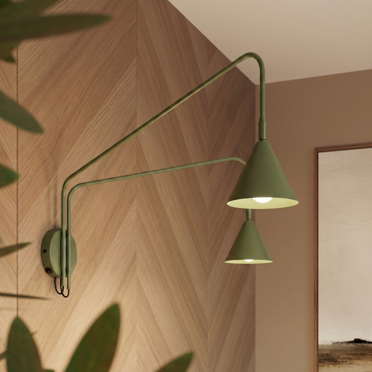 Wall lamp NOX 2 olive green with a switch