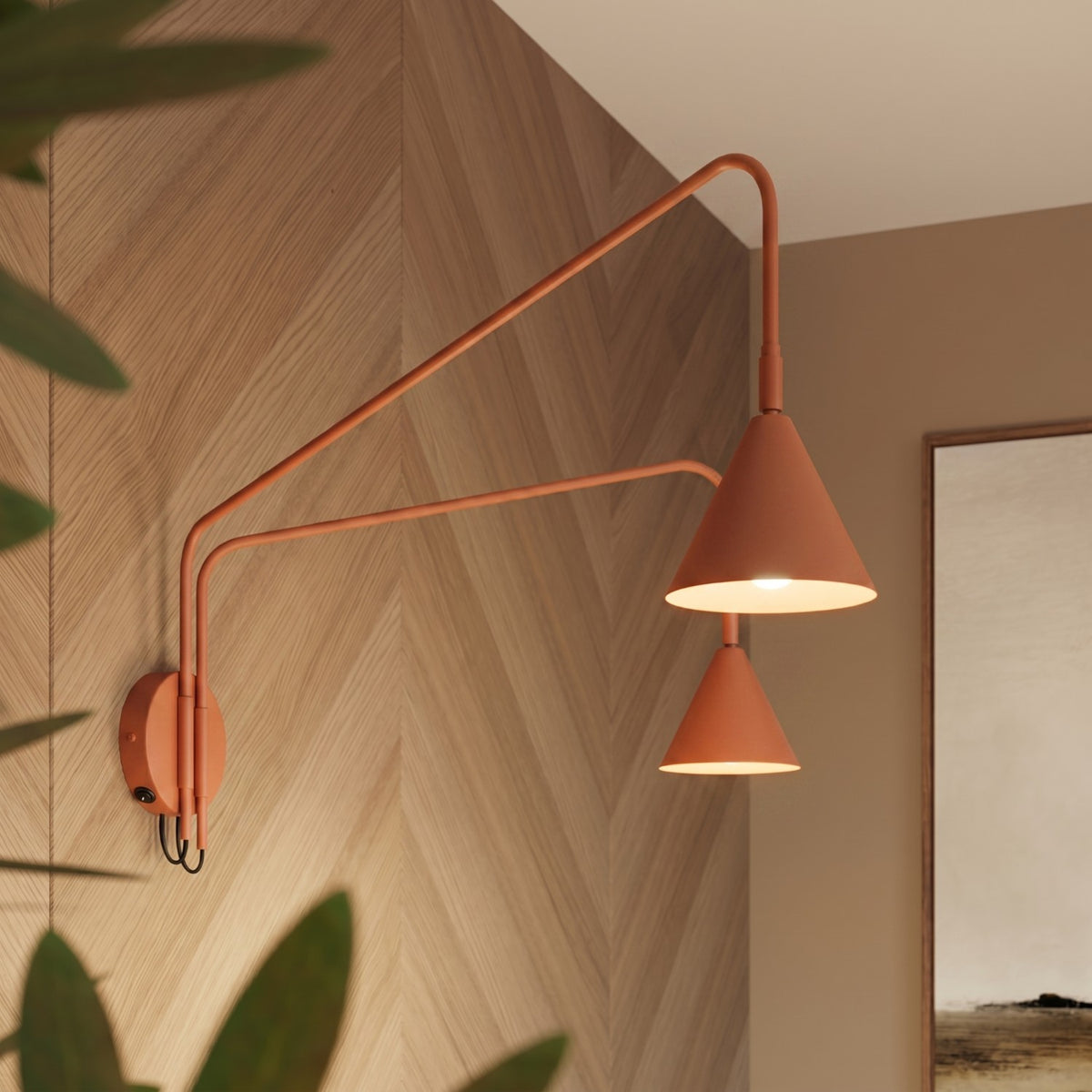 Wall lamp NOX 2 red ochre with a switch