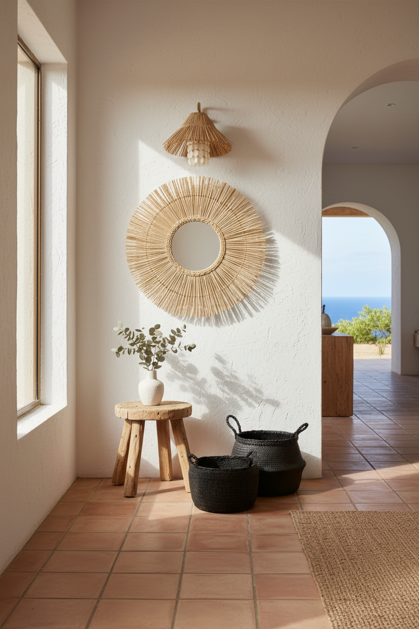 How to Create a Greek Island-Inspired Outdoor Lounge with Natural Furniture