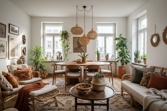 Afrohemian Wohnzimmer 2026: Natürliche Möbel für das moderne deutsche Zuhause