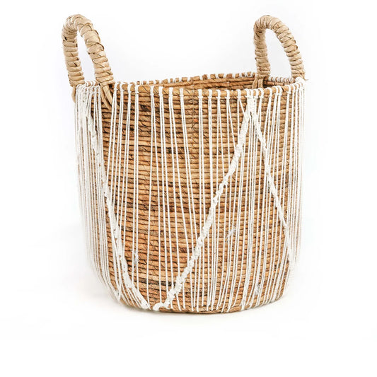 The Straight Stitched Macrame Basket - Natural White - L - Remood furniture living