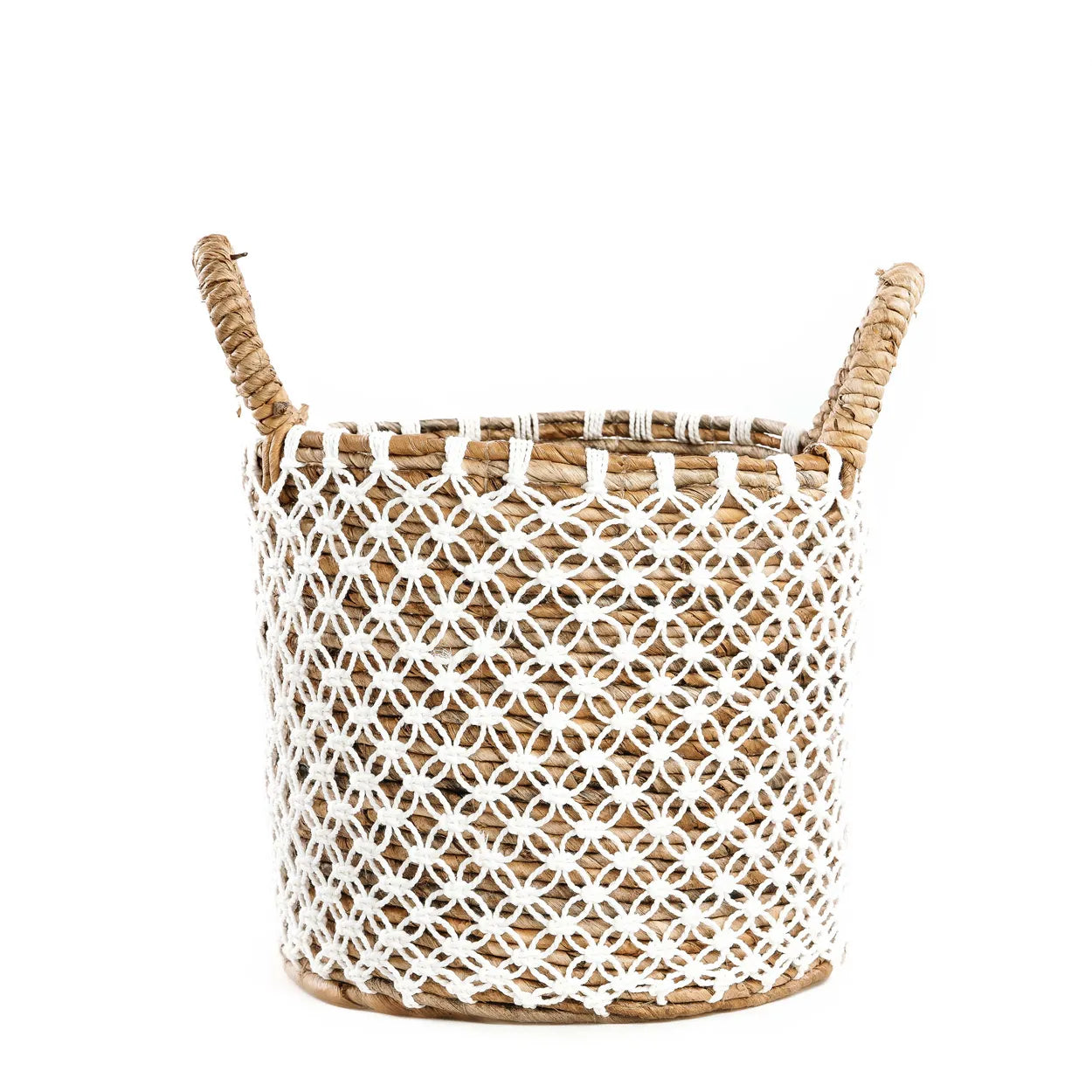 The Crossed Stitched Macrame Basket - Natural White - S - Remood furniture living