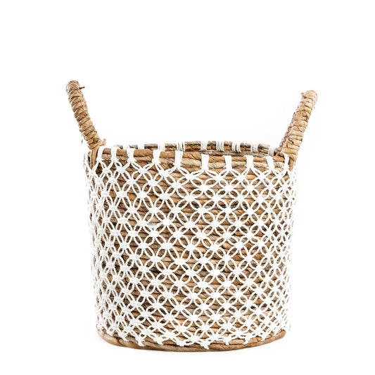 The Crossed Stitched Macrame Basket - Natural White - S - Remood furniture living