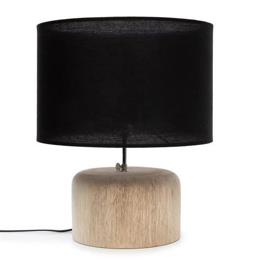 The Teak Wood Table Lamp - Natural Black - Remood furniture living