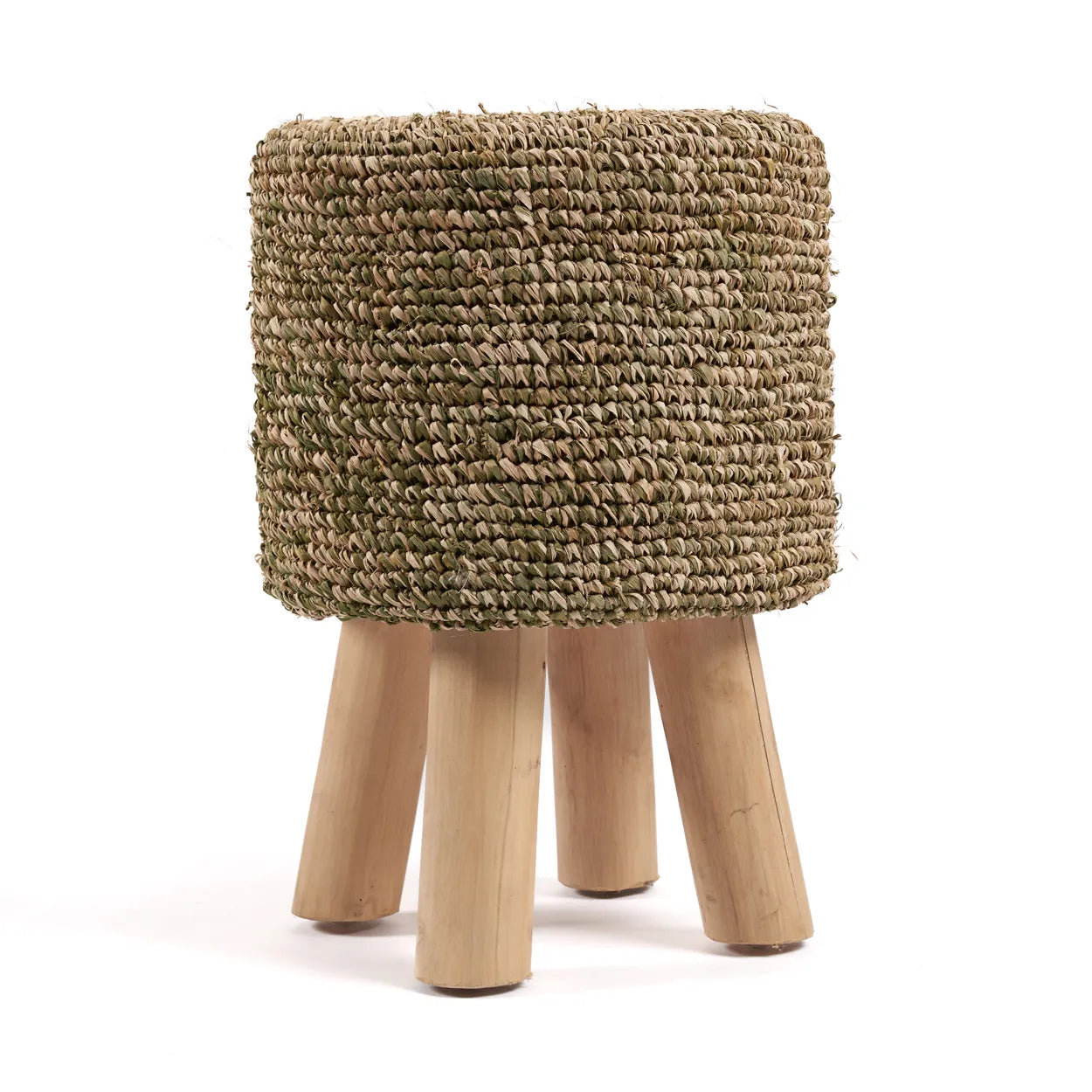 The Raffia Tressed Stool - Jungle Green - Remood furniture living