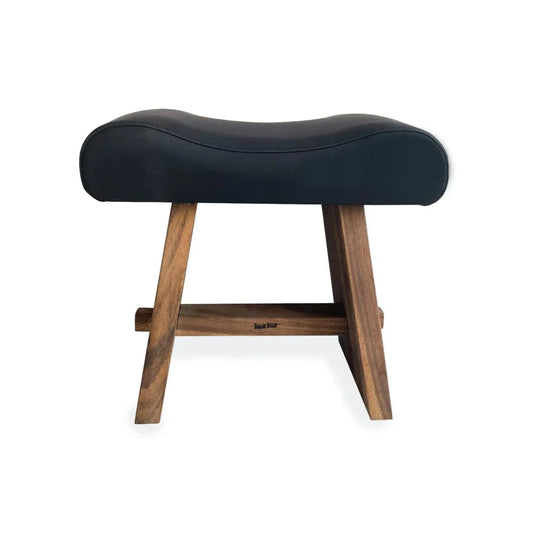 The Suar Stool with Leather - Natural Black - Remood furniture living