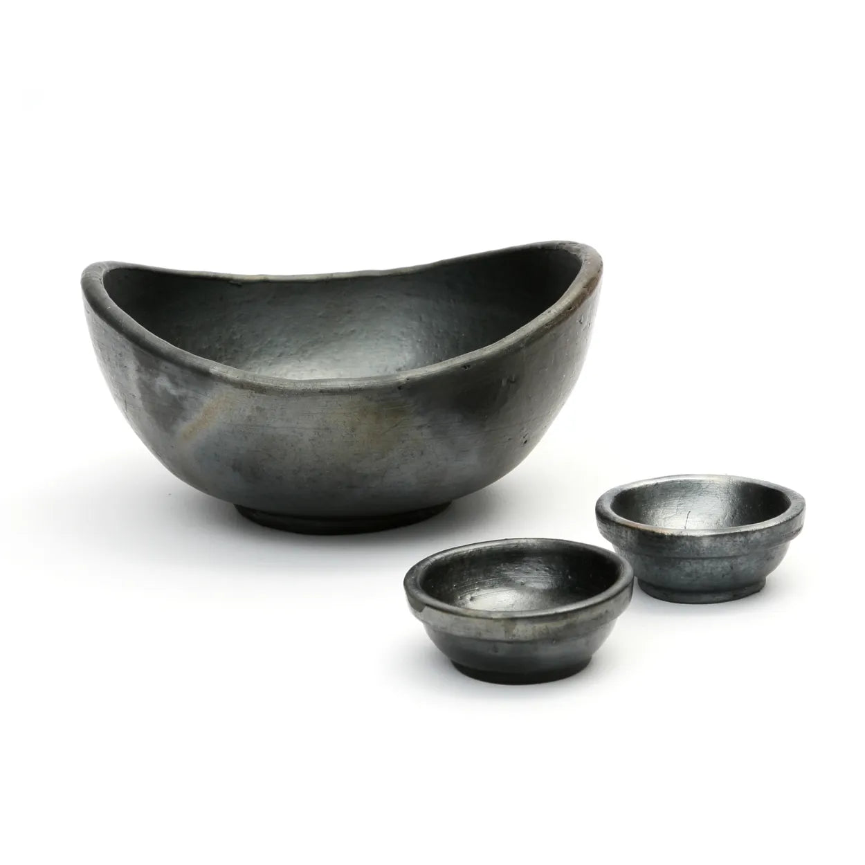 The Burned Curved Bowls - Black - Set of 3 - Remood furniture living