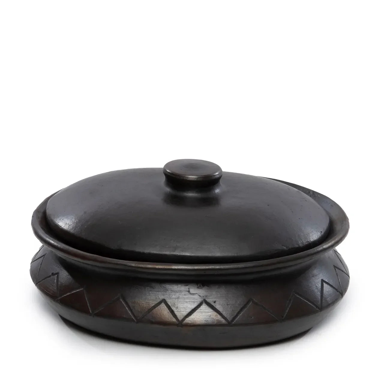 The Burned Oval Pot With Pattern - Black - Remood furniture living