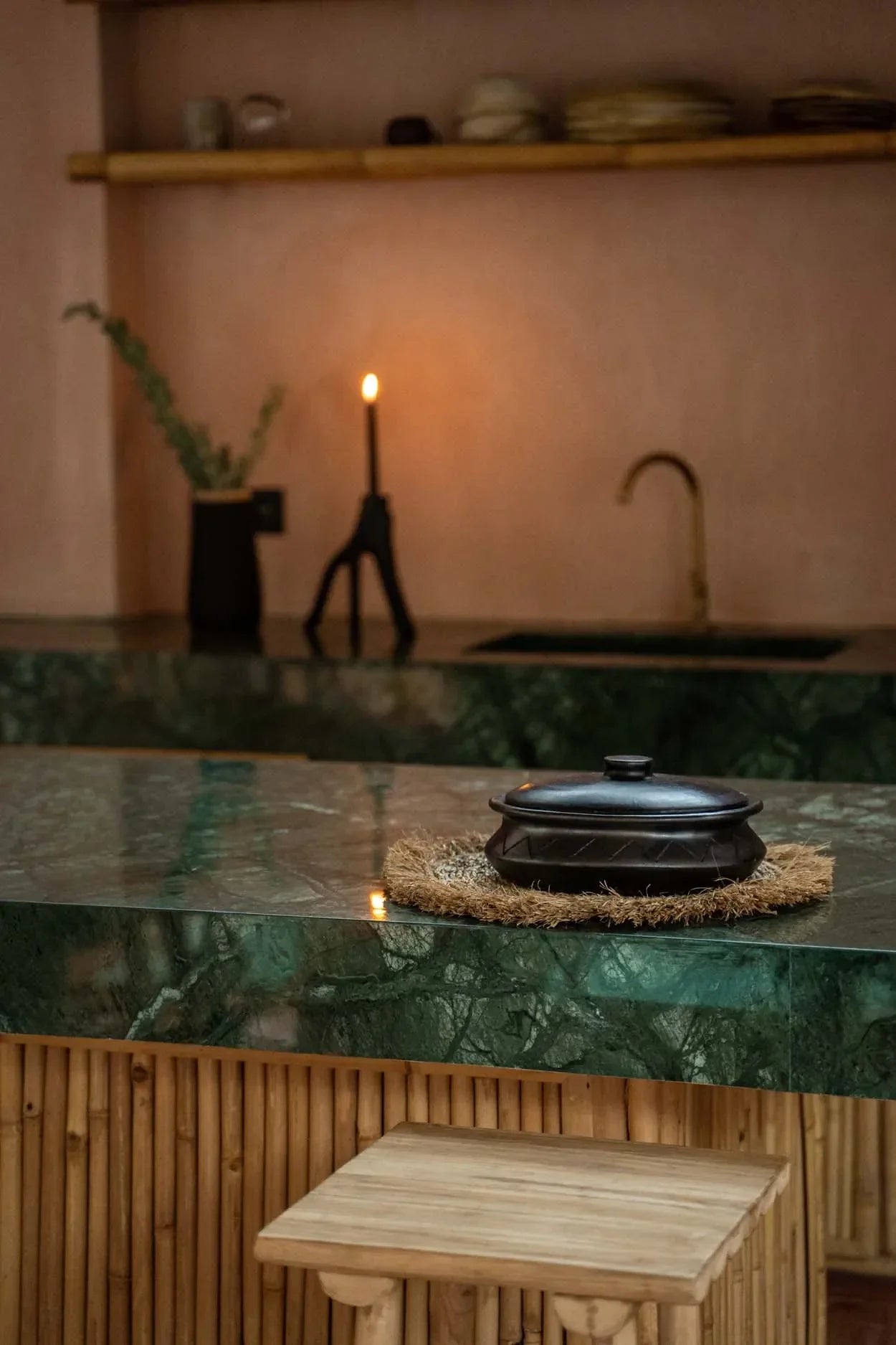 The Burned Oval Pot With Pattern - Black - Remood furniture living