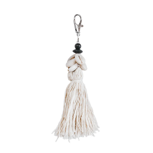 The Cowrie Tassel Keychain - White - Remood furniture living