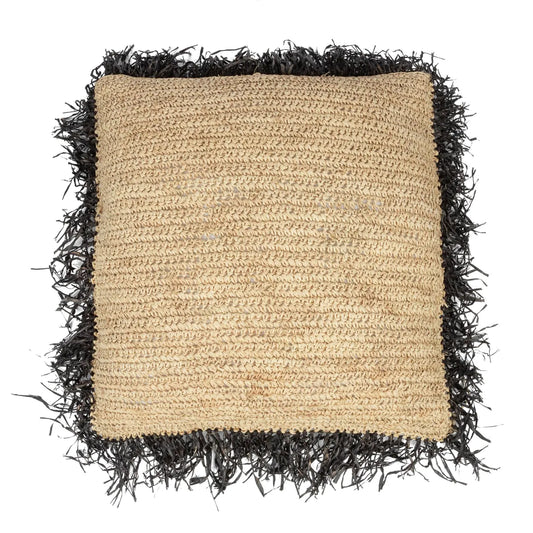 The Raffia Cushion Cover Square - Natural Black - 60x60 - Remood furniture living