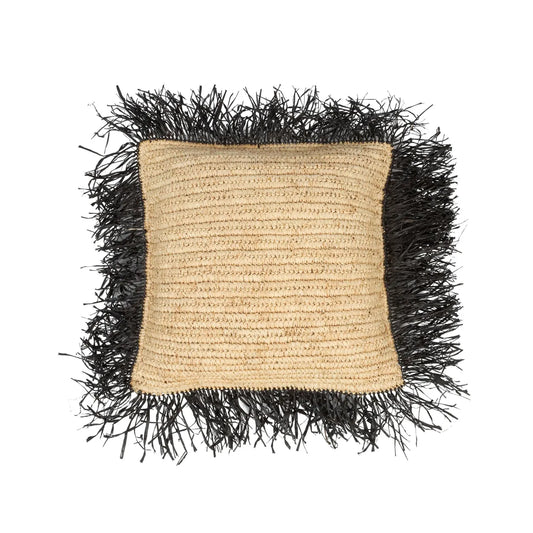 The Raffia Cushion Cover Square - Natural Black - 40x40 - Remood furniture living