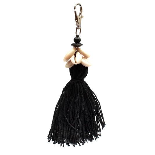 The Cowrie Tassel Keychain - Black - Remood furniture living