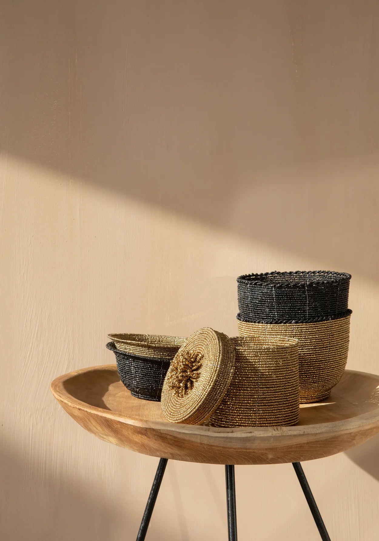 The Beaded Bowl Low - Black - S - Remood furniture living