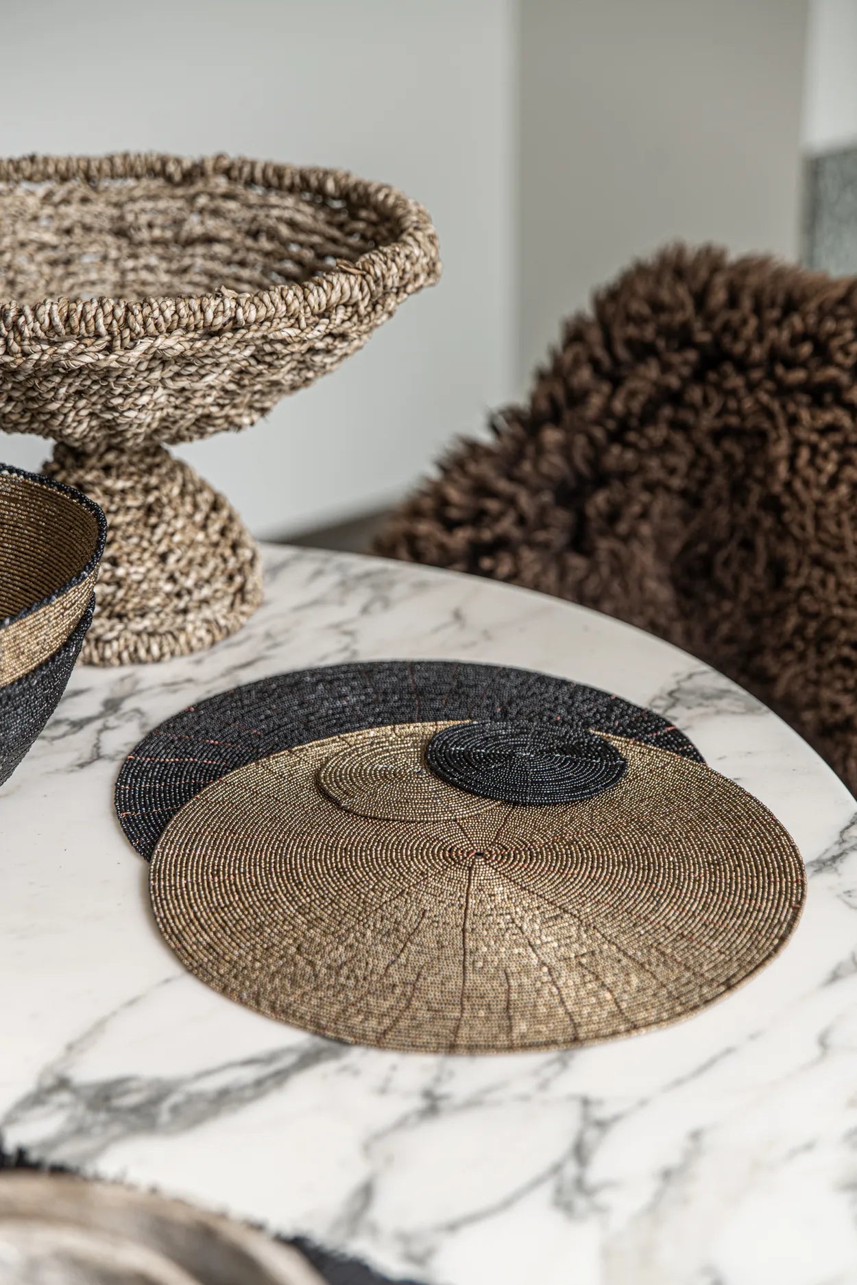 The Beaded Coaster - Black - Remood furniture living