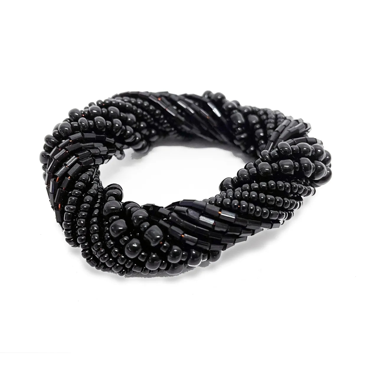 The Beaded Napkin Ring - Black - Set of 4 - Remood furniture living