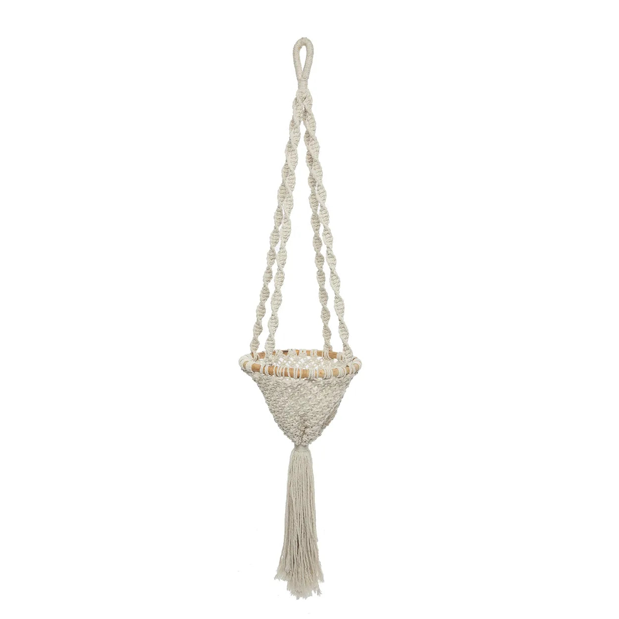 The Twisted Macramé Plant Holder - Natural White - L - Remood furniture living