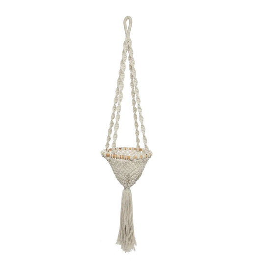 The Twisted Macramé Plant Holder - Natural White - L - Remood furniture living