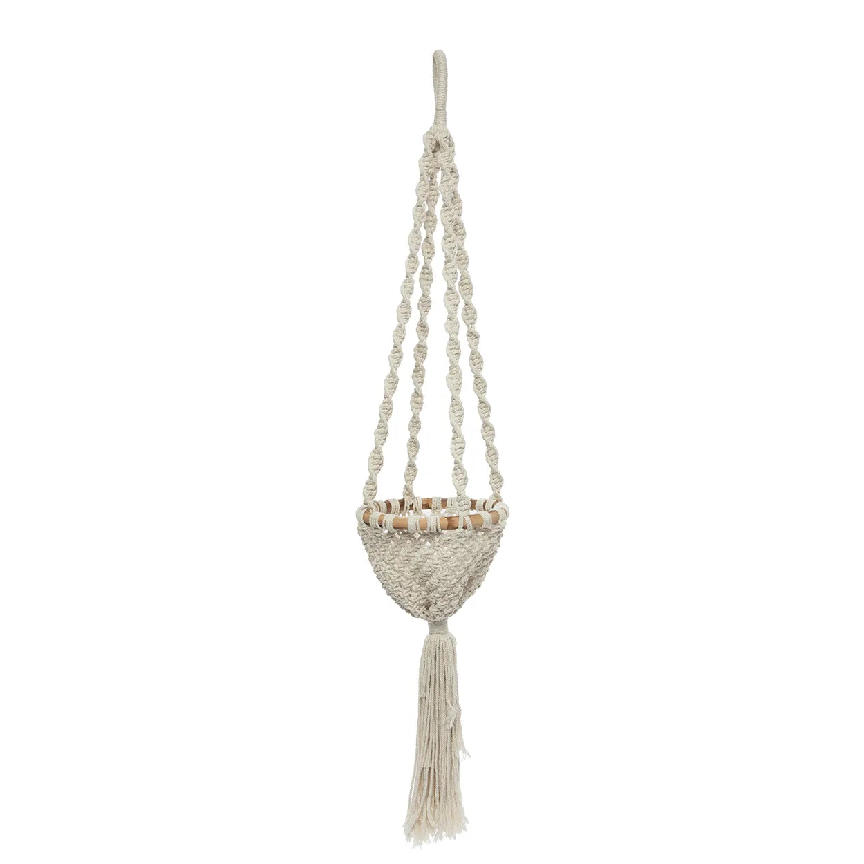 The Twisted Macramé Plant Holder - Natural White - M - Remood furniture living