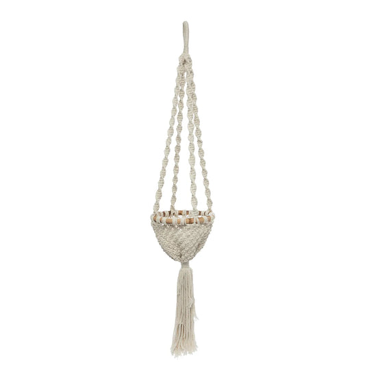 The Twisted Macramé Plant Holder - Natural White - M - Remood furniture living