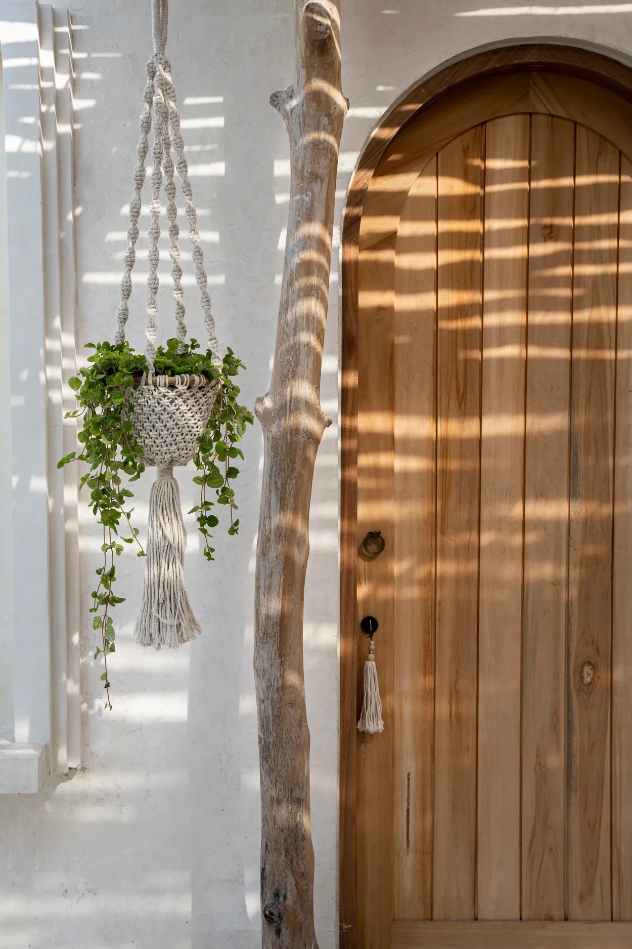 The Twisted Macramé Plant Holder - Natural White -S - Remood furniture living
