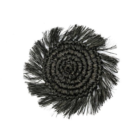 The Fringe Raffia Coaster - Black - Remood furniture living
