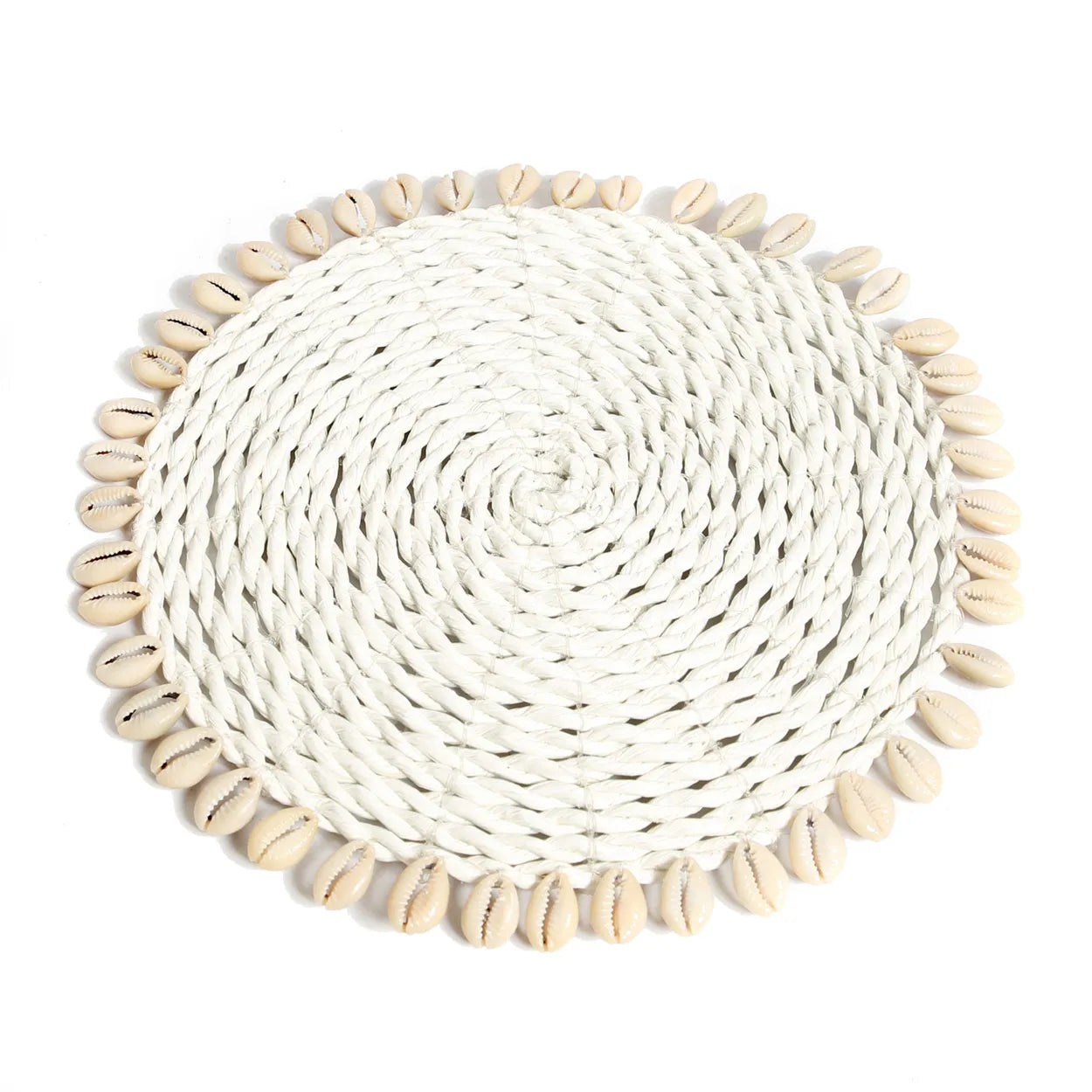 The Seagrass Shell Pan Coaster - White - Remood furniture living
