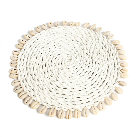 The Seagrass Shell Pan Coaster - White - Remood furniture living