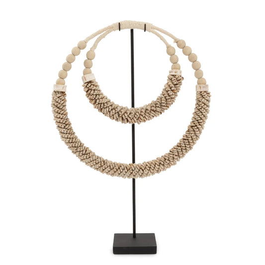 The Double Shell Necklace On Stand - Natural - Remood furniture living