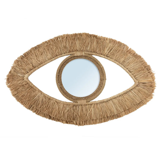 The Raffia Eye Mirror - Natural - M - Remood furniture living