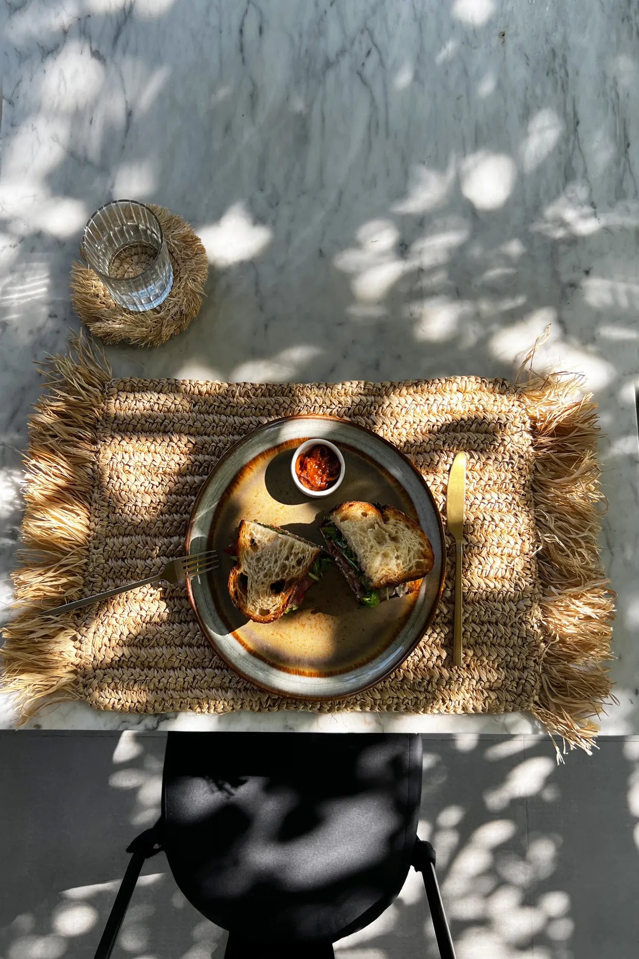 The Fringe Raffia Placemat Rectangular - Natural - Remood furniture living