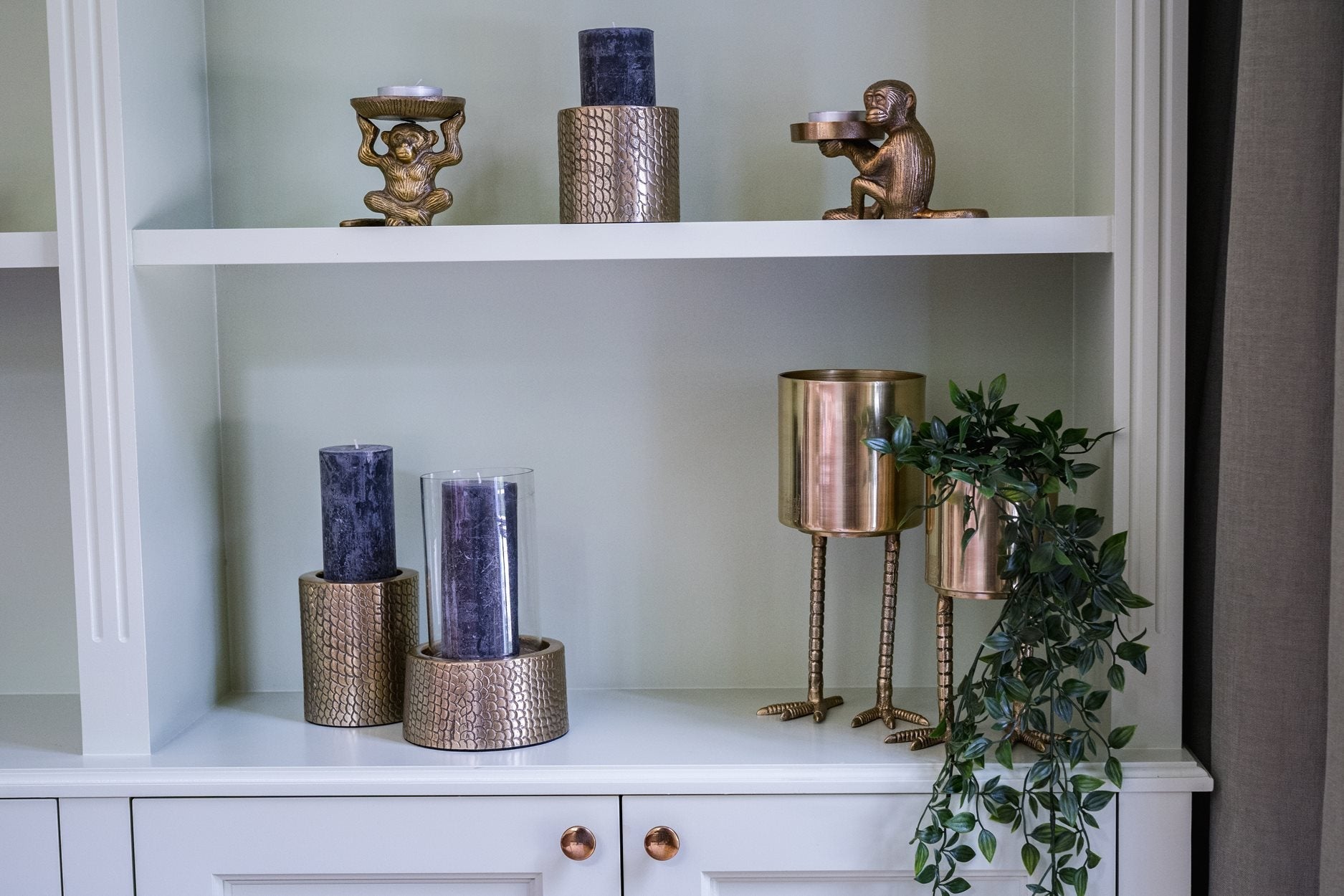 The Croco Candle Holder with Glass - Brass - M - Remood furniture living